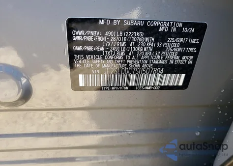 2025 Subaru Forester Premium from USA, damaged, VIN JF2SLDDC7SH507804